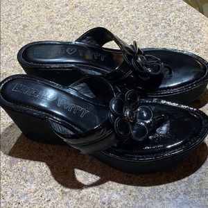 Coach black wedges sandals